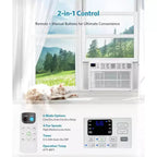 10,000 BTU Window Air Conditioner Cools up to 450 Sq.ft, Remote Control, 6 in 1 Energy Saving Air Conditioner Window Unit, Easy to Install