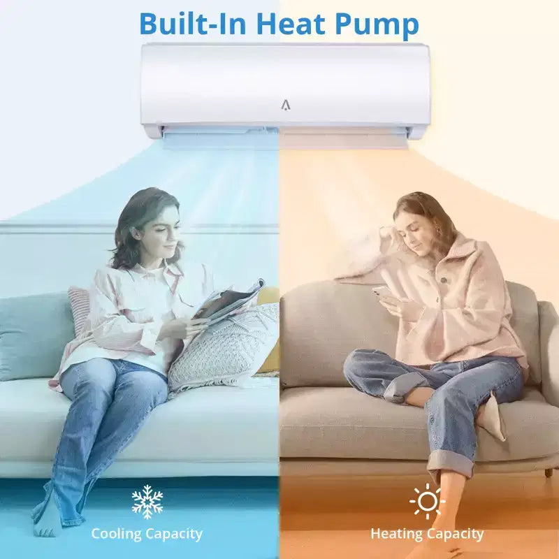 Aire Acondicionado de Sistema Dividido con Wifi de 9000 BTUs, Unidad de Aire Acondicionado sin Ductos Inverter R454B 19 SEER2 115V con Condensador Precargado