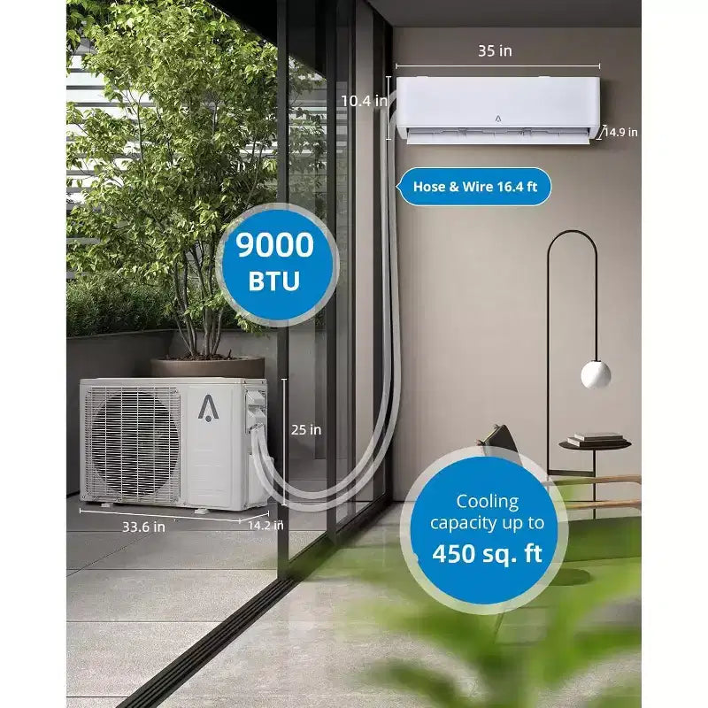 12,000 BTU Ductless Mini Split AC System, 20 SEER2 R45 Series Wifi Enabled Ductless AC Cool Up to 750 Sq. Ft, Complete Installation Kit, 208V/230V