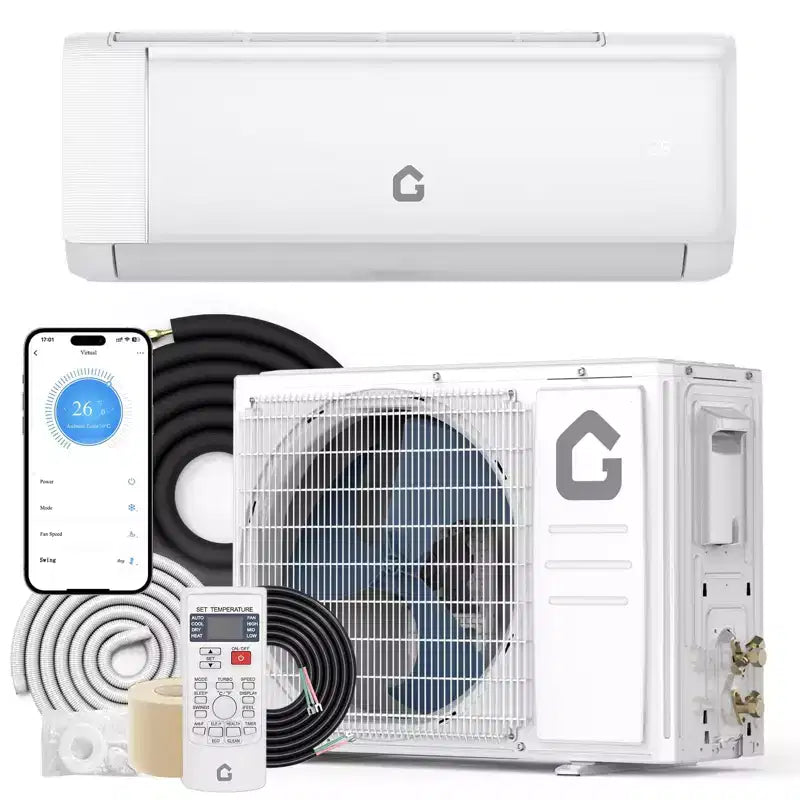 18000 BTU Wifi Mini Split AC, 21 SEER2 208-230V Inverter Ductless Wall AC w/WiFi & Alexa Compatible, Cools Rooms up to 1250 Sq.Ft, Energy Efficient