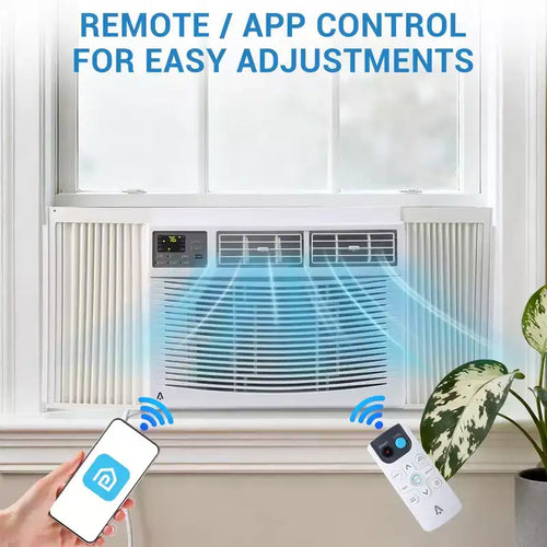 Unidad de aire acondicionado de ventana de 12000 BTU con control remoto, enfría habitaciones de hasta 51 m², 3 velocidades de enfriamiento y ventilador, funcionamiento silencioso, kit de fácil instalación