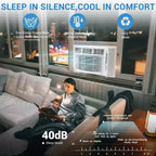 8000 BTU Window Air Conditioner Unit with Remote Control, Cools Rooms Up to 450 Sq ft, 3 Cooling & Fan Speeds Quiet Operation, Easy Install Kit