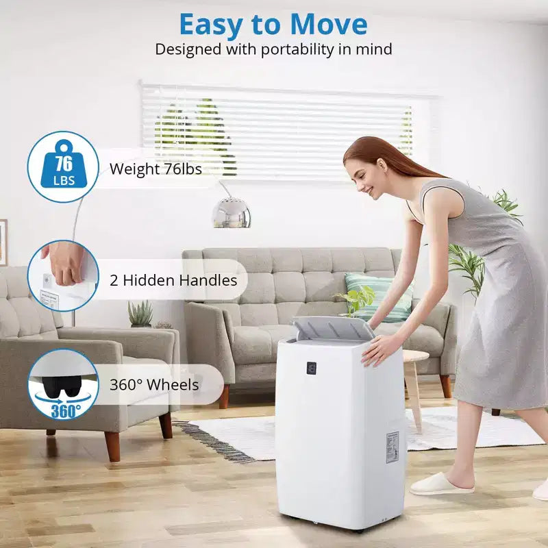 Aires Acondicionados Portátiles, AC Portátil de 14000 BTU, Enfría hasta 70 m² AC Móvil 3 en 1 para Habitación con Deshumidificador, Ventilador, Modo Suspendido, Temporizador de 24H
