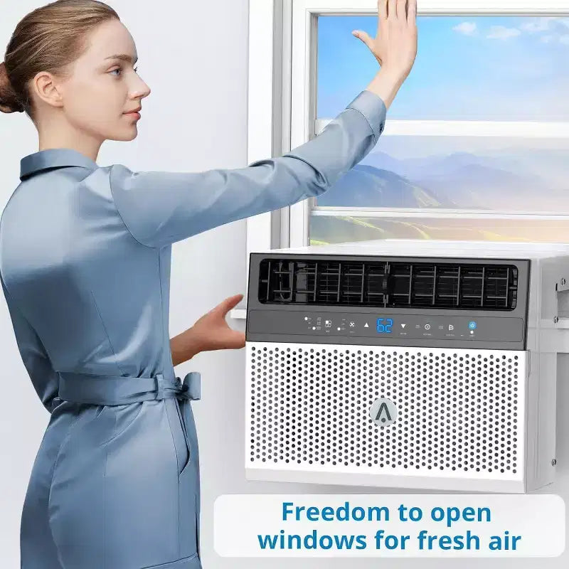 Window Air Conditioner, AC Window Unit with Washable Filter, Wi-Fi Enabled w/Remote, Cools Up to 350 Square Feet, 6 Modes, 115V/60Hz