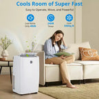 12000 BTU Portable Air Conditioner, 3-In-1 Cooling, Dehumidifier Fan for Rooms Up to 450 Sq. Ft. Digital Display, Remote Control, and Smart Sleep Mode