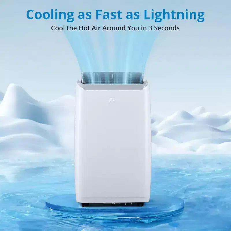 Acondicionadores Portátiles de 12000 BTU, Enfriador Portátil 3 en 1 con Modos de Suspensión, Oscilación Automática, Deshumidificador y Ventilador, Acondicionadores con Pantalla, hasta 51 m².