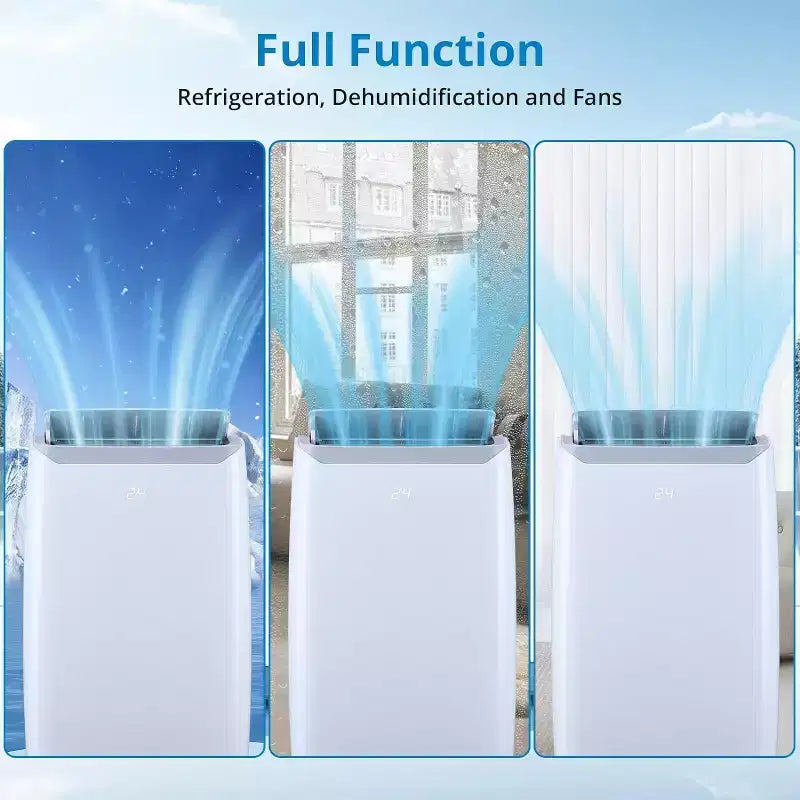 Acondicionadores Portátiles de 12000 BTU, Enfriador Portátil 3 en 1 con Modos de Suspensión, Oscilación Automática, Deshumidificador y Ventilador, Acondicionadores con Pantalla, hasta 51 m².