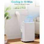 Aire acondicionado portátil, unidad de aire acondicionado vertical de 12000 BTU con ventilador y deshumidificador, enfría habitaciones de hasta 400 pies cuadrados para la oficina en casa o el dormitorio