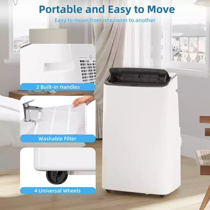 Portable Air Conditioners for Room up to 750 Sq.ft, 14,000 BTU Floor AC , Remote Control, 24-Hour Timer, Window Slider Kit