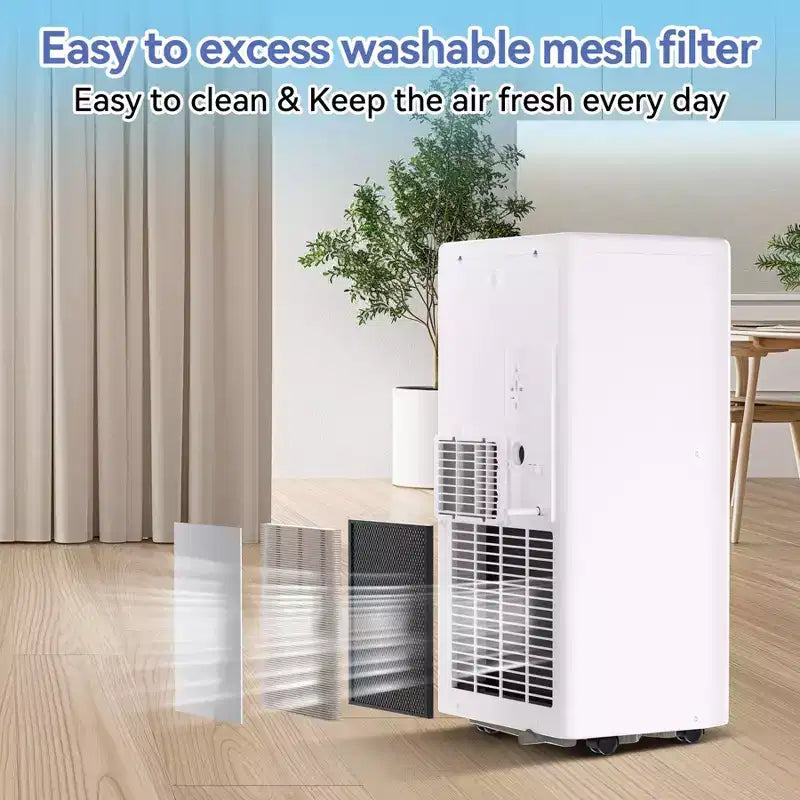 Aires acondicionados portátiles, Flarhetoric 10000 BTU Refrigeración/Ventilador/Deshumidificador 3 EN 1 Unidad de aire acondicionado portátil para habitaciones de 52 m², Unidades para habitaciones con bajo nivel de ruido