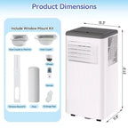 Aires acondicionados portátiles, Flarhetoric 10000 BTU Refrigeración/Ventilador/Deshumidificador 3 EN 1 Unidad de aire acondicionado portátil para habitaciones de 52 m², Unidades para habitaciones con bajo nivel de ruido