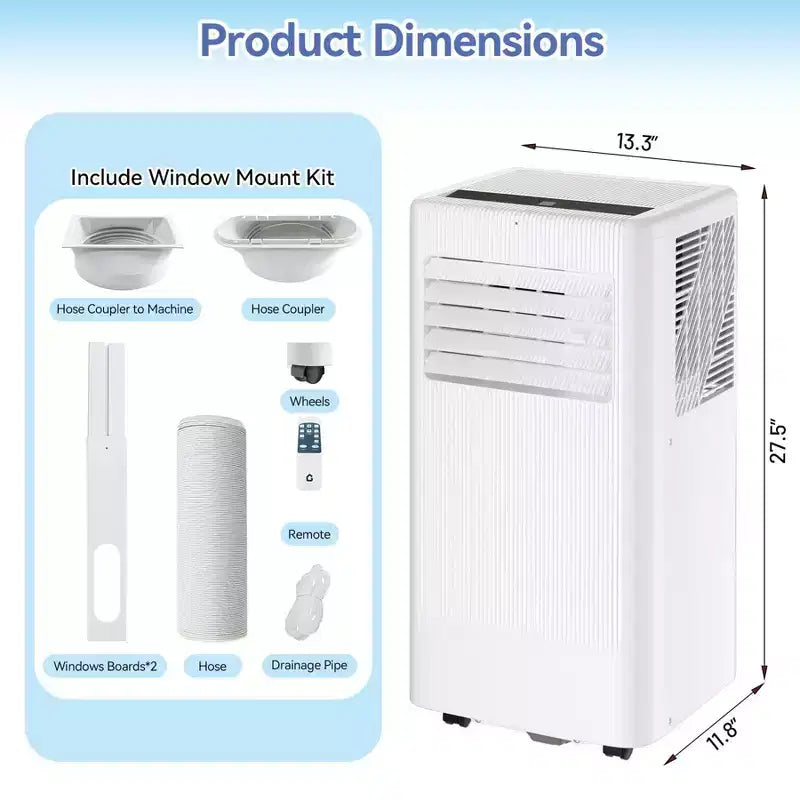 8000 BTU Mobile Air Conditioner,3 In 1 AC Unit with 360 Degree Cast,Cools 420 Sq Ft Fast, Sleep Mode, Built-In Dehumidifier, Fan Mode