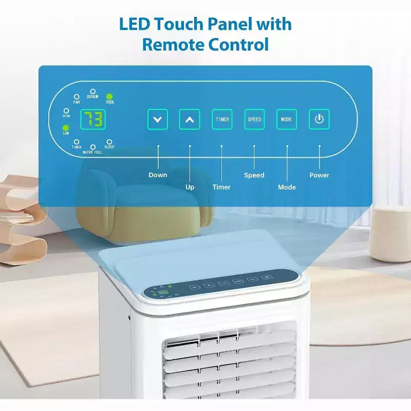 8,000 BTUs Portable Air Conditioner with Cooling, Dehumidifier, Fan 3-In-1, LED Display, 24-HTimer, DOE SACC 5000BTU High Efficiency Cooling