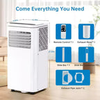 8,000 BTUs Portable Air Conditioner with Cooling, Dehumidifier, Fan 3-In-1, LED Display, 24-HTimer, DOE SACC 5000BTU High Efficiency Cooling