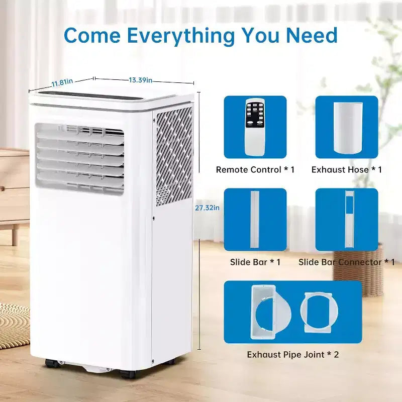 8,000 BTUs Portable Air Conditioner with Cooling, Dehumidifier, Fan 3-In-1, LED Display, 24-HTimer, DOE SACC 5000BTU High Efficiency Cooling