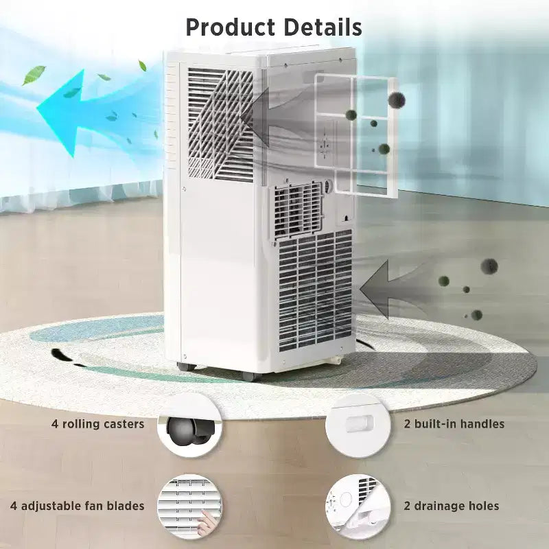 ZAFRO Portable Air Conditioners, 4 Modes Portable AC with Remote Control/LED Display/24Hrs Timer
