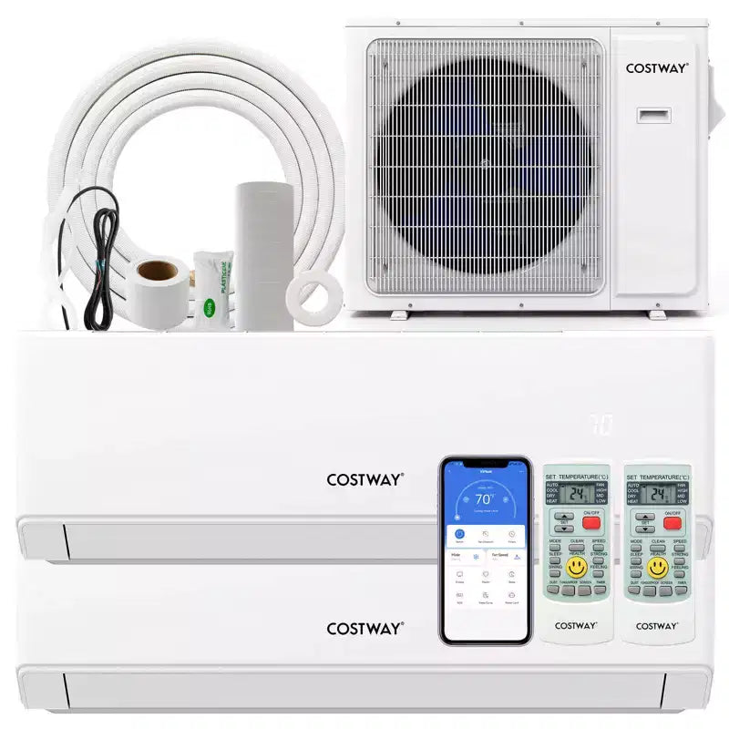 Costway 18k BTU 2 Zone Mini Split Air Conditioner 22 SEER2 208-230V Wifi Enabled