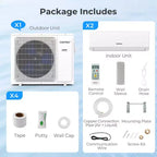 Costway Aire Acondicionado Mini Split de 2 Zonas 18k BTU 22 SEER2 208-230V con Wifi