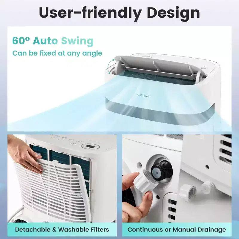 Costway 12000 BTU Portable Air Conditioner with Fan & Dehumidifier Sleep Mode 24H Timer