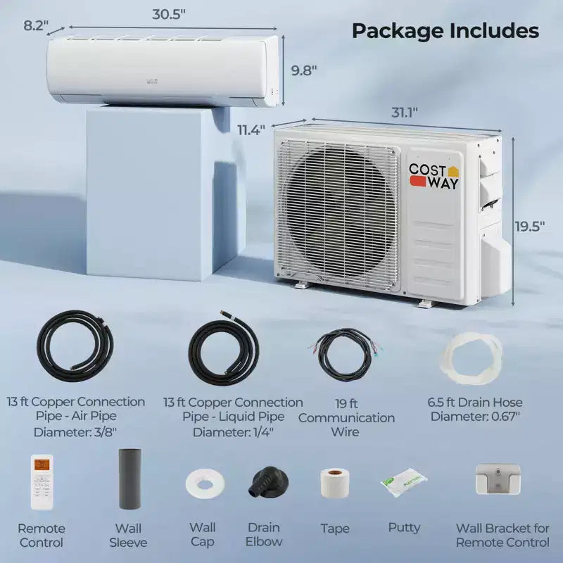 Costway 11500/11500/17000/23000 BTU Wifi Enabled Mini Split Air Conditioner & Heater Works with Alexa