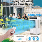 Evaporative Air Cooler, 1800CFM Portable Swamp Cooler with Remote Control, 3 Speeds, 12H Timer & 8.4 Gallon Water Tank, 3-IN-1 Cooling Fan