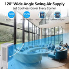 3500CFM Evaporative Air Cooler, Swamp Cooler with Remote Control and 12H Timer, 4 Ice Packs, 3 Modes & Wind Speeds for Outdoor Indoor Use, 13.2 Gallon