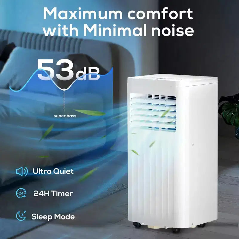 8000 BTU Portable AC  Cooling, Fan, Dehumidifier & Sleep Mode, Quiet 55dB, for Rooms up to 350 Sq. Ft.  Remote & Window Kit Included