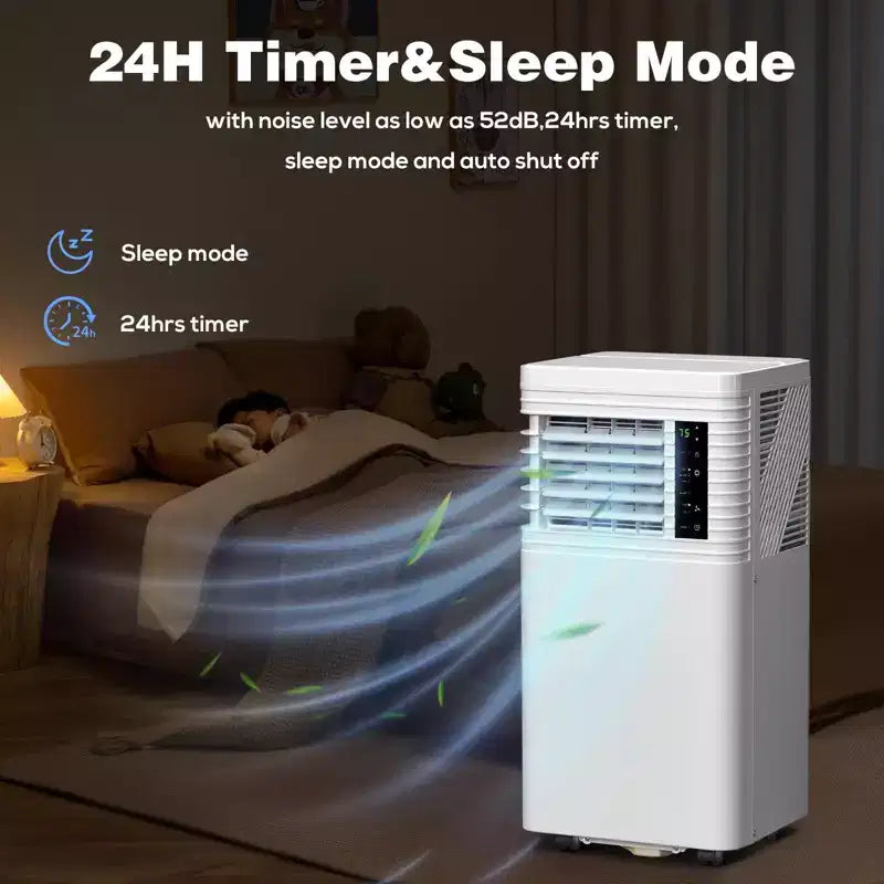 8000 BTU Portable AC with Remote  3-in-1 Unit for Room, Bedroom, Garage, RV  Includes Timer, Display & Window Kit  White