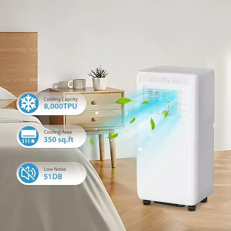 8,000 BTU Portable Air Conditioner for Room up to 350 Sq. Ft., Portable AC Unit with Remote Control, Sleep Mode, Window Kit Included