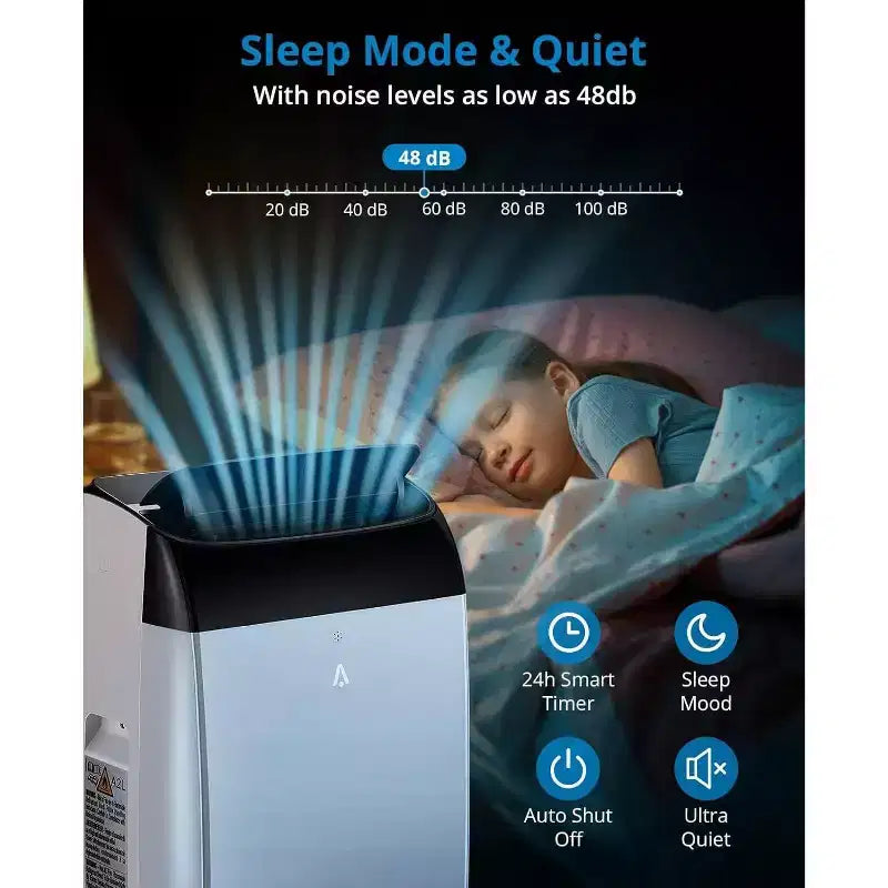 Acekool 12,000 BTU Portable AC - 3-in-1 Cooling, Dehumidifier & Fan for Rooms Up to 550 Sq.Ft, LED Display, Remote Control
