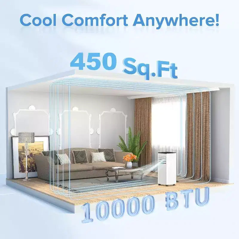 ZAFRO Portable Air Conditioners, Up to 450 Sq.Ft., 4-in-1 AC Unit with Fast Cooling/Energy Efficient/Remote/24H Timer