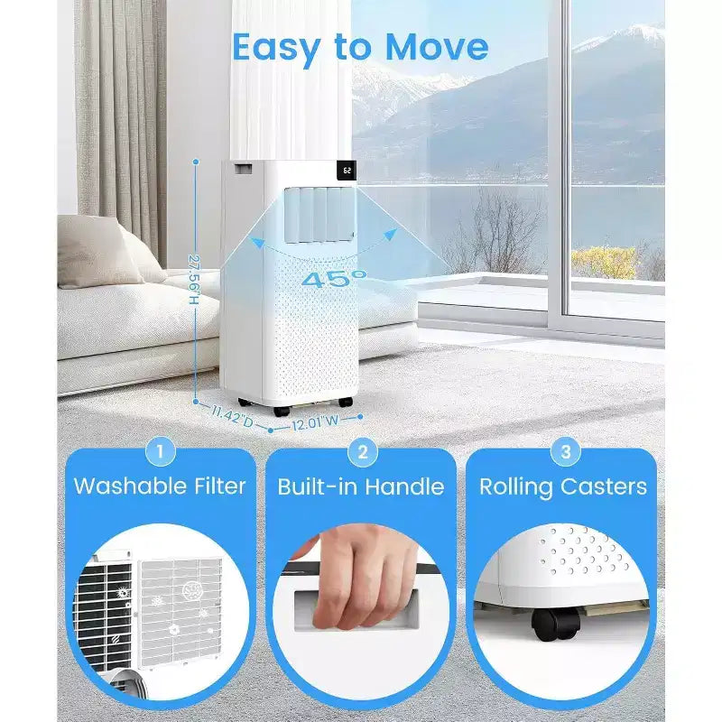 ZAFRO Portable Air Conditioners, Portable AC Unit with Cool, Fan & Dry Modes/Fast Cooling/Energy Efficient/Remote Control
