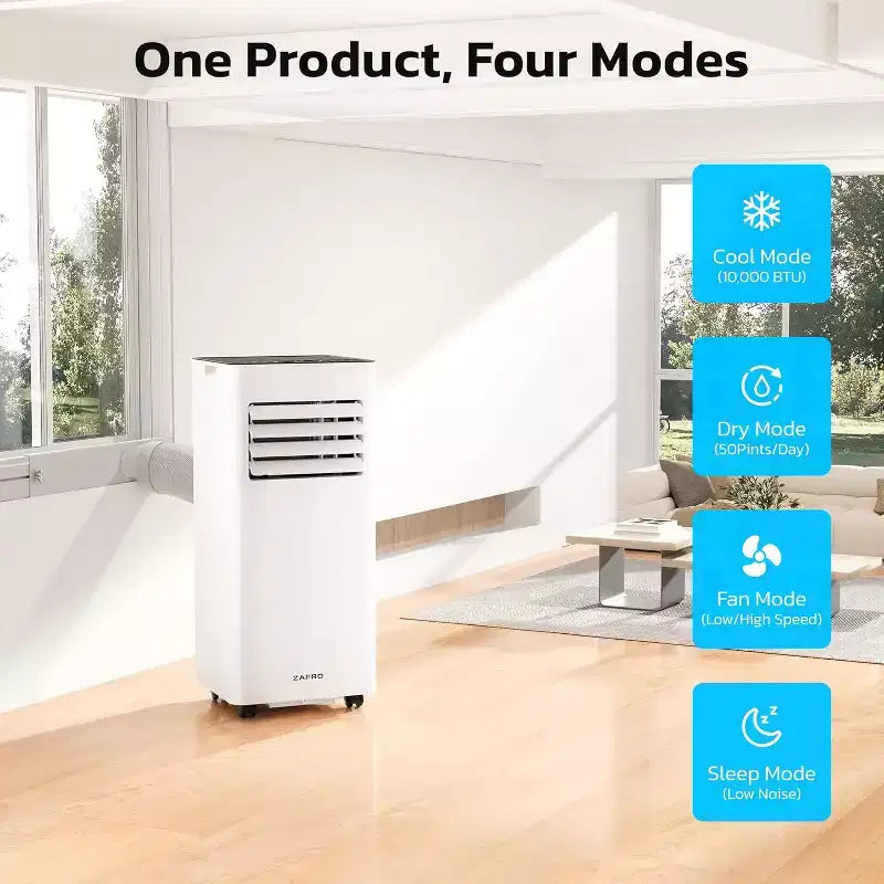 ZAFRO Portable Air Conditioners, 4 Modes Portable AC Unit with Fast Cooling/Energy Efficient/Remote/24Hrs Timer for Bedroom