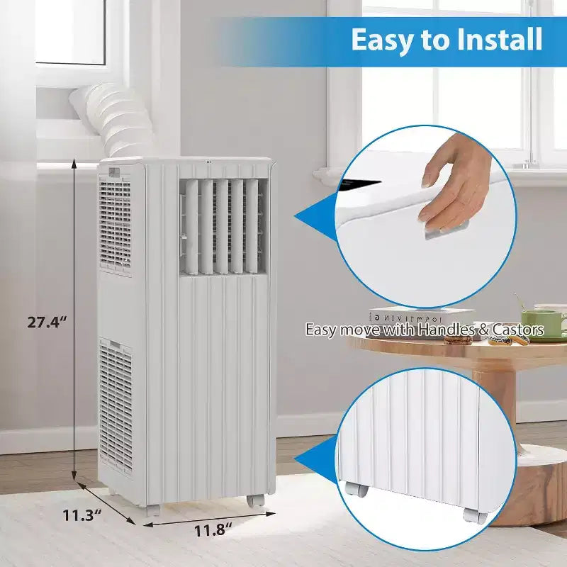 Portable Air Conditioner 8,000 BTU, Cools Rooms Up to 350 Sq. Ft, Dehumidifier, Fan, Sleep Mode, Remote Control, Quiet AC Unit with Window Mount Kit
