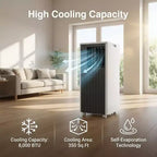 Portable Air Conditioner 8,000 BTU, Cools Rooms Up to 350 Sq. Ft, Dehumidifier, Fan, Sleep Mode, Remote Control, Quiet AC Unit with Window Mount Kit