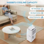 Acekool 14000 BTU Portable Air Conditioner, 3-in-1 Quiet AC with Dehumidifier & Fan, Remote, Timer, Cools Up to 750 Sq.Ft, Easy Install, Mobility
