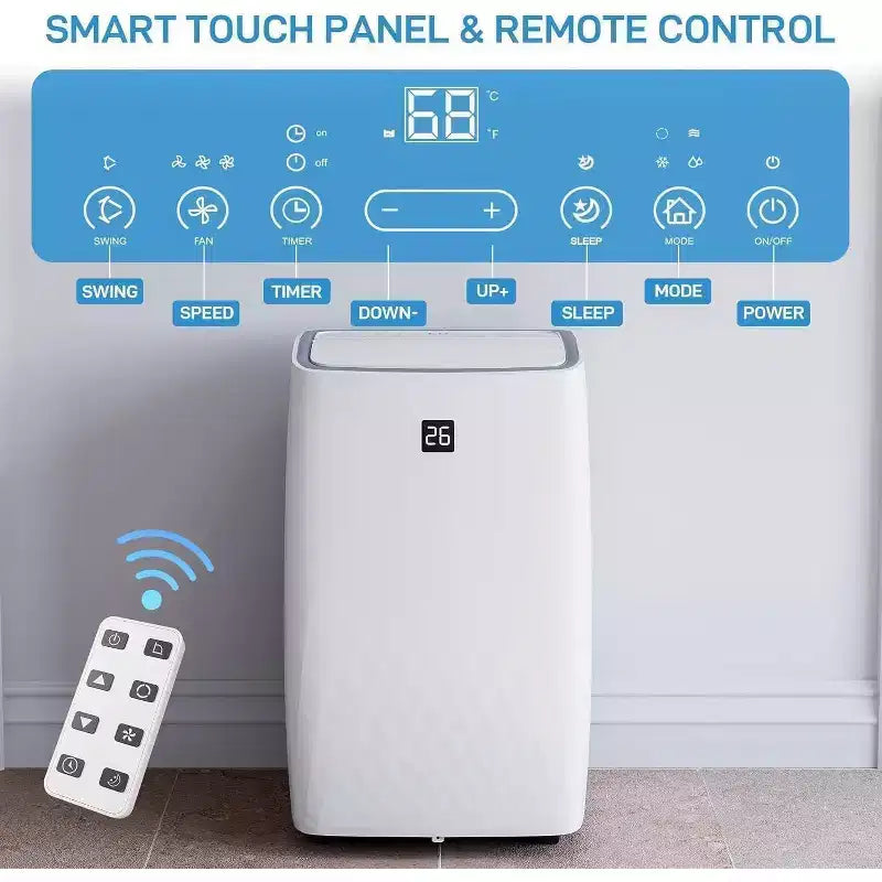 Acekool 14000 BTU Portable Air Conditioner, 3-in-1 Quiet AC with Dehumidifier & Fan, Remote, Timer, Cools Up to 750 Sq.Ft, Easy Install, Mobility