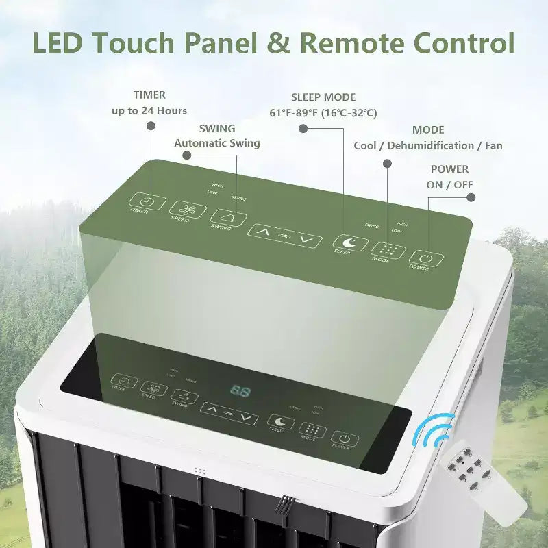 Acekool 8000 BTU Portable Air Conditioner, Quiet 3-in-1 AC with Remote, Cools Up to 350 Sq.Ft, Dehumidifier, Fan, 24H Timer
