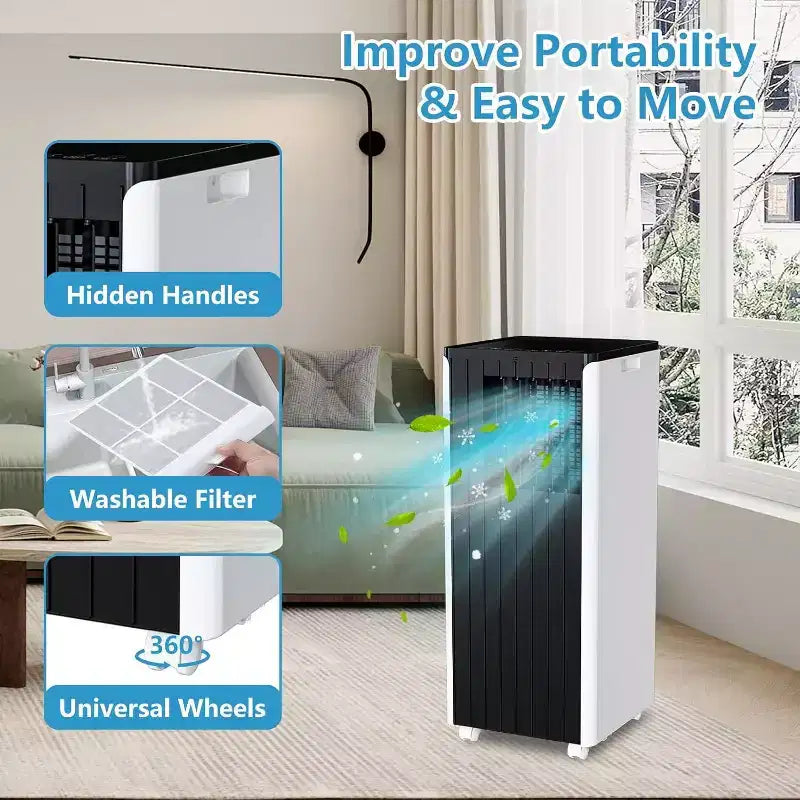 Acekool 8000 BTU Portable Air Conditioner, Quiet 3-in-1 AC with Remote, Cools Up to 350 Sq.Ft, Dehumidifier, Fan, 24H Timer