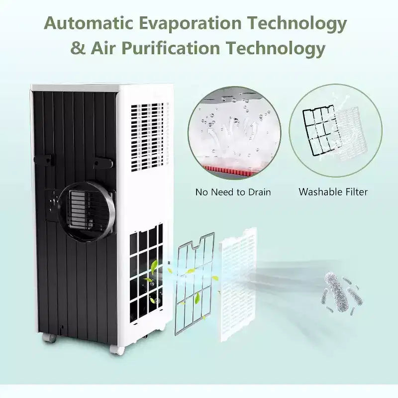 Acekool 8000 BTU Portable Air Conditioner, Quiet 3-in-1 AC with Remote, Cools Up to 350 Sq.Ft, Dehumidifier, Fan, 24H Timer