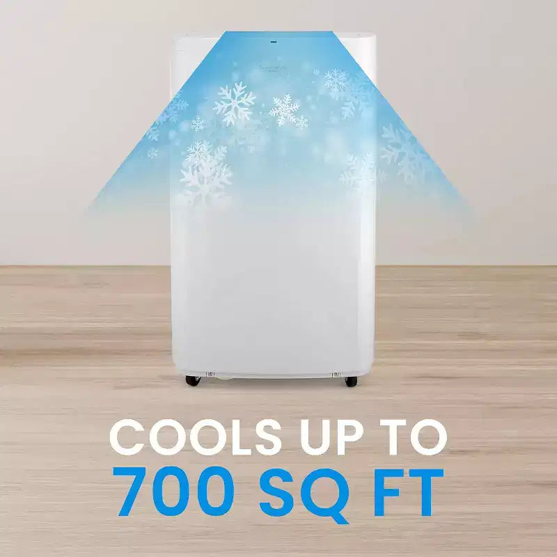 SereneLife Aire Acondicionado Portátil de 14,000 BTU con Deshumidificador y Ventilador - WiFi Integrado, Cobertura de 46.5 m², Control Remoto y Kit de Ventana - SLPAC14.5