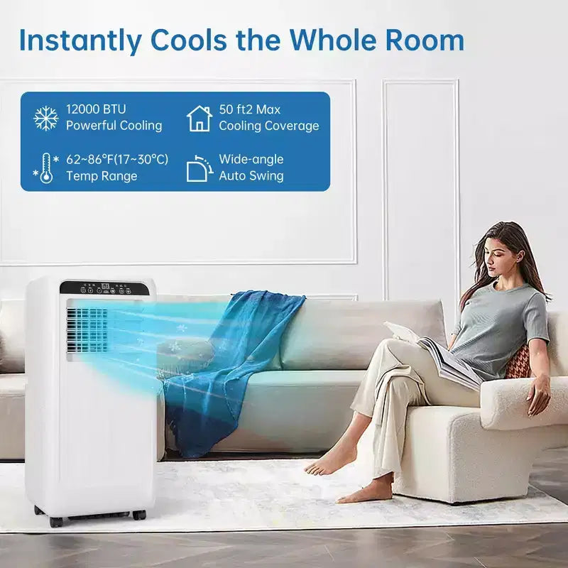 Aire Acondicionado Portátil de 8000 BTU con Enfriamiento Eficiente, Diseño Compacto y Ligero para Fácil Portabilidad, Ideal para Habitaciones Pequeñas a Medianas