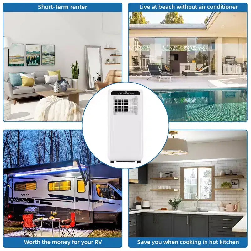Aire Acondicionado Portátil de 8000 BTU con Enfriamiento Eficiente, Diseño Compacto y Ligero para Fácil Portabilidad, Ideal para Habitaciones Pequeñas a Medianas