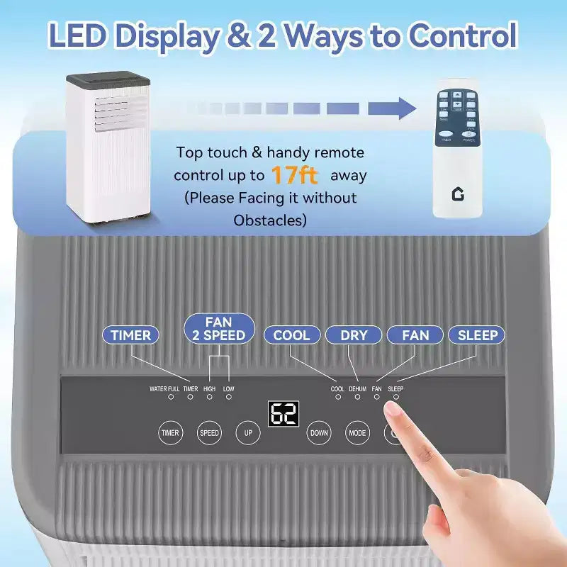 Acekool 8,000 BTU Portable Air Conditioner  3-in-1 AC/Dehumidifier/Fan, Cools 350 sq ft, Quiet Sleep Mode, Remote Control & Window Kit