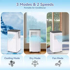 Acekool 8,000 BTU Portable Air Conditioner  3-in-1 AC/Dehumidifier/Fan, Cools 350 sq ft, Quiet Sleep Mode, Remote Control & Window Kit