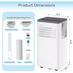 Acekool 8,000 BTU Portable Air Conditioner  3-in-1 AC/Dehumidifier/Fan, Cools 350 sq ft, Quiet Sleep Mode, Remote Control & Window Kit