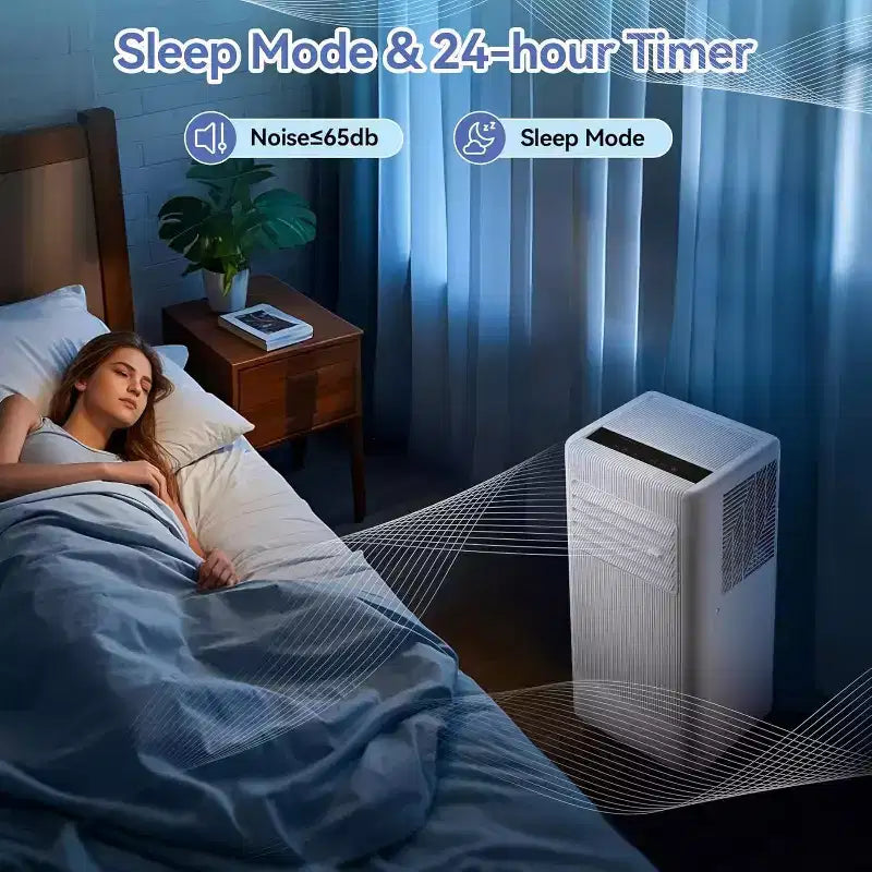 Acekool Aire acondicionado y calefactor portátil de 10,000 BTU, 3 en 1, bomba de calor, ventilador, deshumidificador, control remoto, temporizador de 24 horas, enfría 450 pies cuadrados, kit para ventana