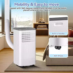 Acondicionador de aire portátil de 10000 BTU con ruedas, unidad de aire acondicionado portátil con control remoto, aire acondicionado interior para habitaciones de 560 pies cuadrados, modos de enfriamiento/ventilador/seco