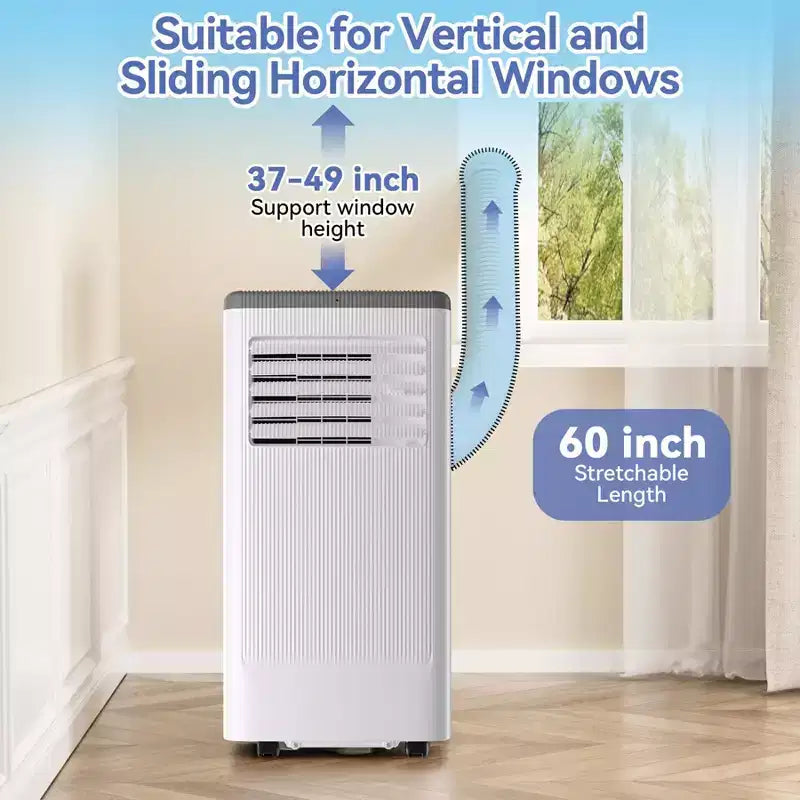 Acondicionador de aire portátil de 10000 BTU con ruedas, unidad de aire acondicionado portátil con control remoto, aire acondicionado interior para habitaciones de 560 pies cuadrados, modos de enfriamiento/ventilador/seco