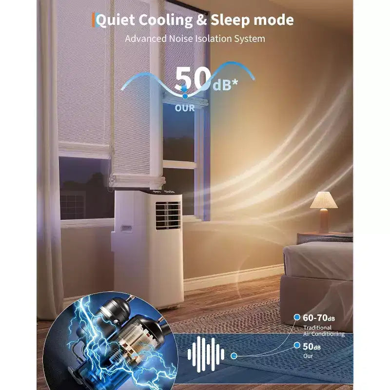 Acekool 8,000 BTU Portable Air Conditioner, 4-in-1 AC Dehumidifier Fan, Remote, Timer, for Rooms up to 350 Sq. Ft, Window Kit